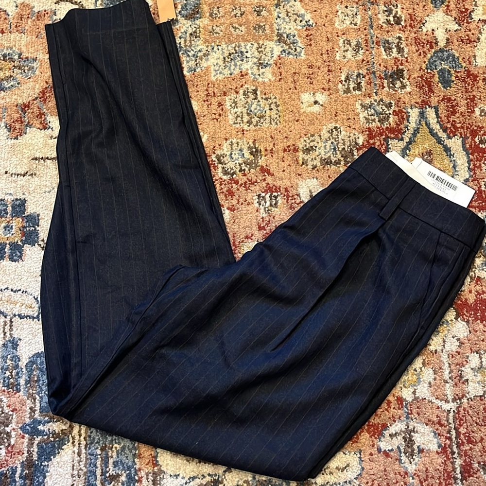 Reformation Navy Pinstripe Wide Leg Pants - Picture 5 of 9